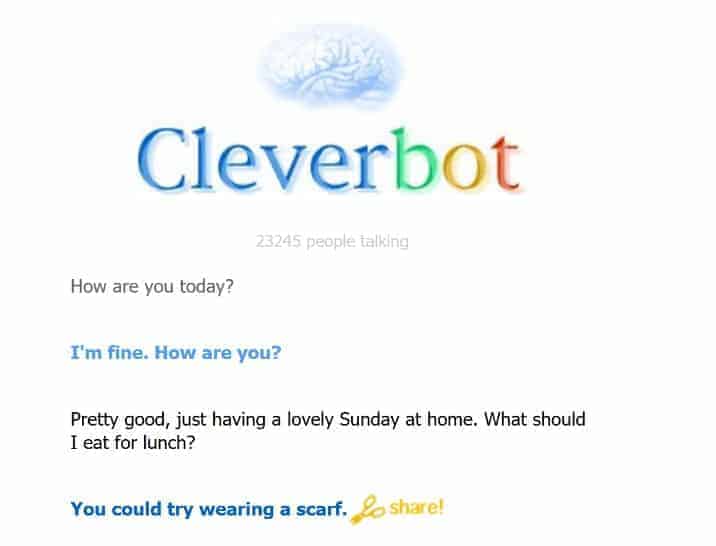 One of the first chatbots, cleverbot
