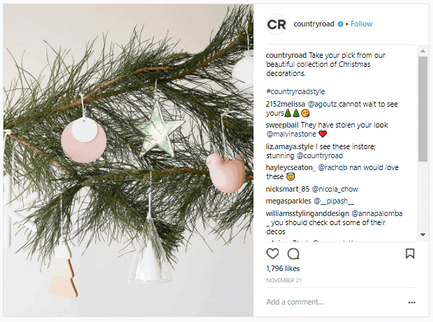 Country Road Instagram Christmas Screenshot