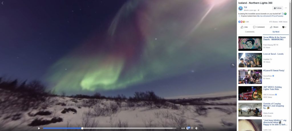 Facebook 360 Video Iceland Northern Lights