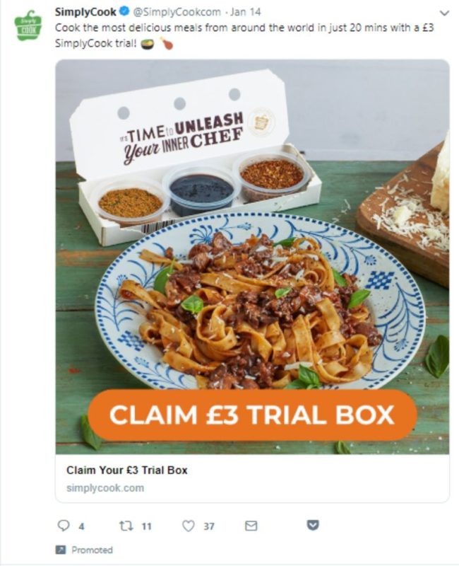 Twitter Ads Guide 2020 - Simply Cook Promoted Tweet Example