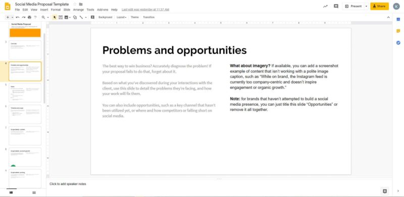 Social Media Template Problems and Opportunities Section for Social Media Managers and Marketers to use in 2020