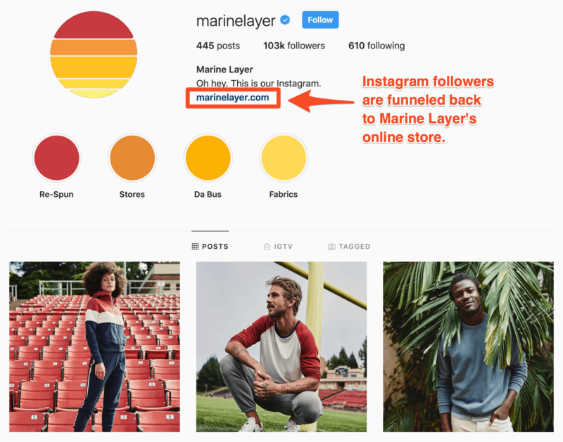 Example of an Instagram shoppable eCommerce business utilizing social media