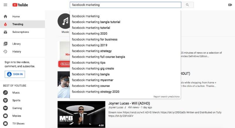 Plan Search Keywords carefully when planning your YouTube content