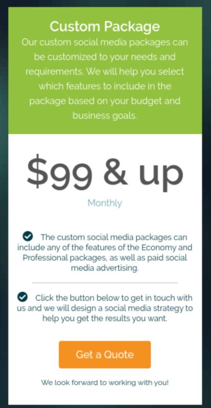 Build Custom Social Media Marketing Packages for each potential client