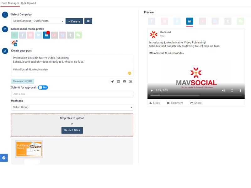 MavSocial adds Native LinkedIn Video Publishing to its Social Media Management Tool Scheduling tool