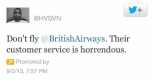 tweet about @BritishAirwarys service