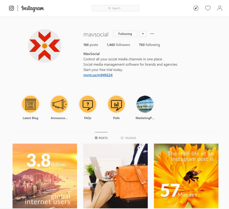MavSocial Instagram Screenshot Clickable Website Link In Bio