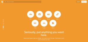 Tumblr's websites showcasing the 7 post types it supports