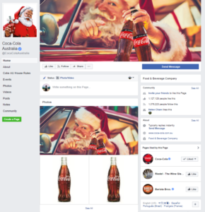 Coca Cola Australia Facebook Page Christmas Screenshot
