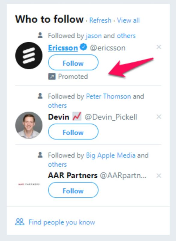 Promoted Who To Follow Twitter Ad