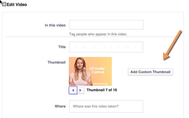 Custom Thumbnail for Facebook Video - Video Marketing Tips