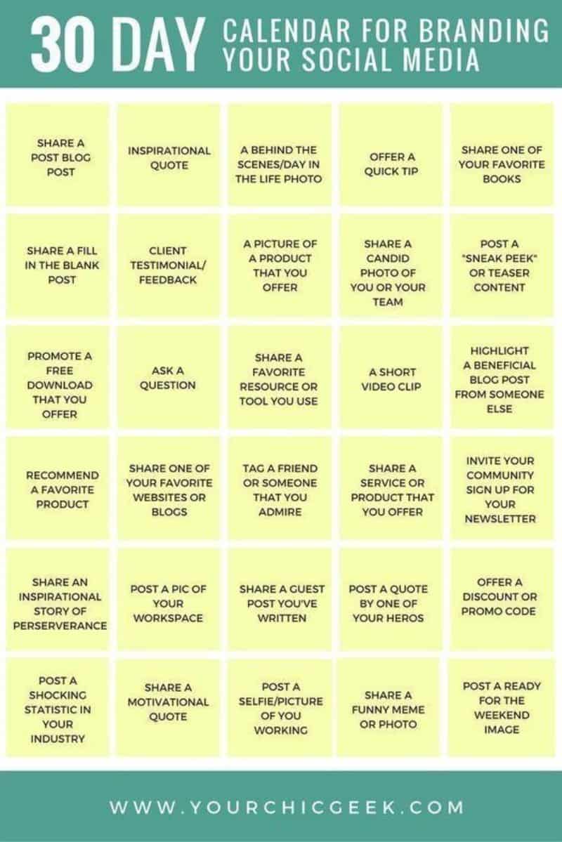 30 Day Social Media Branding Calendar - MavSocial